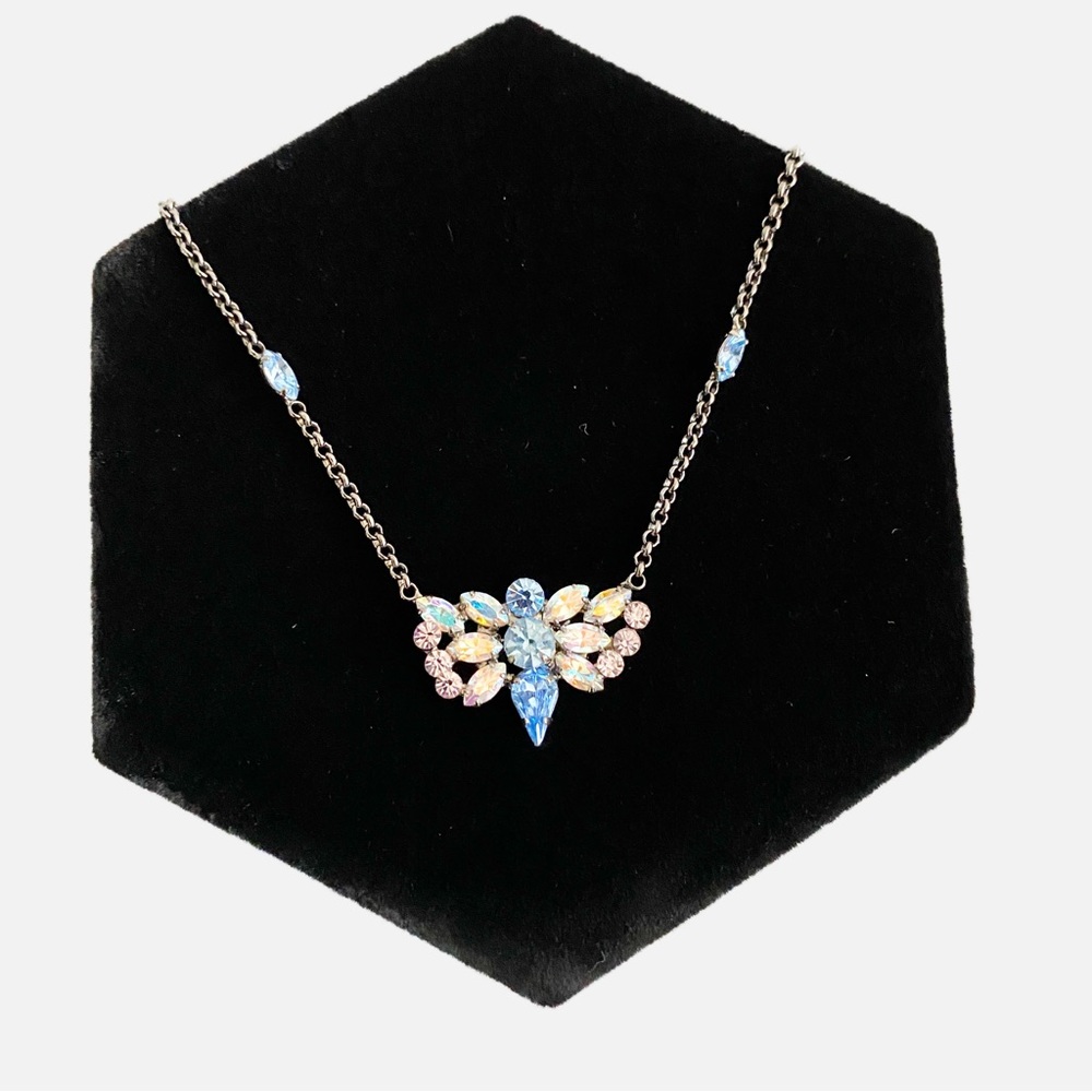 Blue Jeweled Silver Necklace - Picture 2 of 3